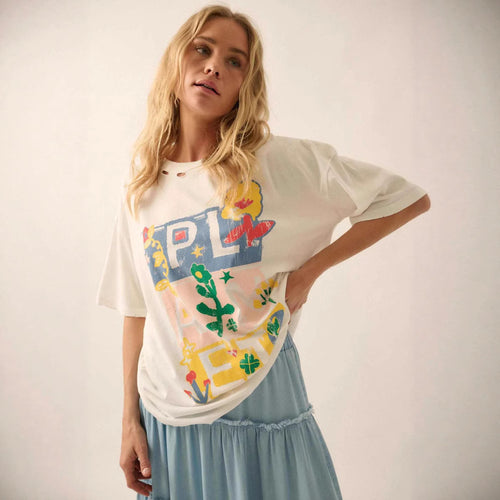 Damen Oversized T-Shirt mit kreativem Print und lockerer Passform Drune