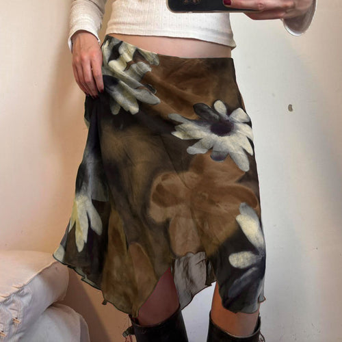 Damen Midi-Rock mit floralem Chiffon-Design Drune