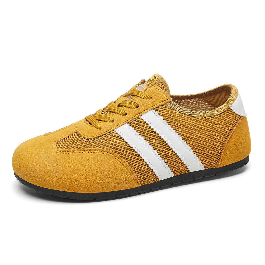 Damen nan retro-sportlicher Low-Top Sneaker mit atmungsaktivem Mesh, Veloursüberzügen und rutschfester Gummilaufsohle Drune