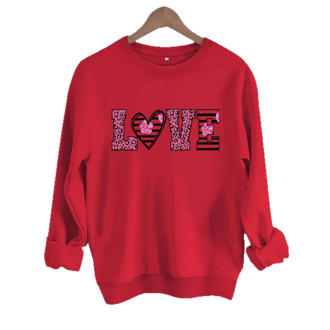 Damen Sweatshirt mit modernem Leopardenherz-Design und komfortablem Schnitt Drune