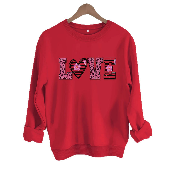 Damen Sweatshirt mit modernem Leopardenherz-Design und komfortablem Schnitt Drune