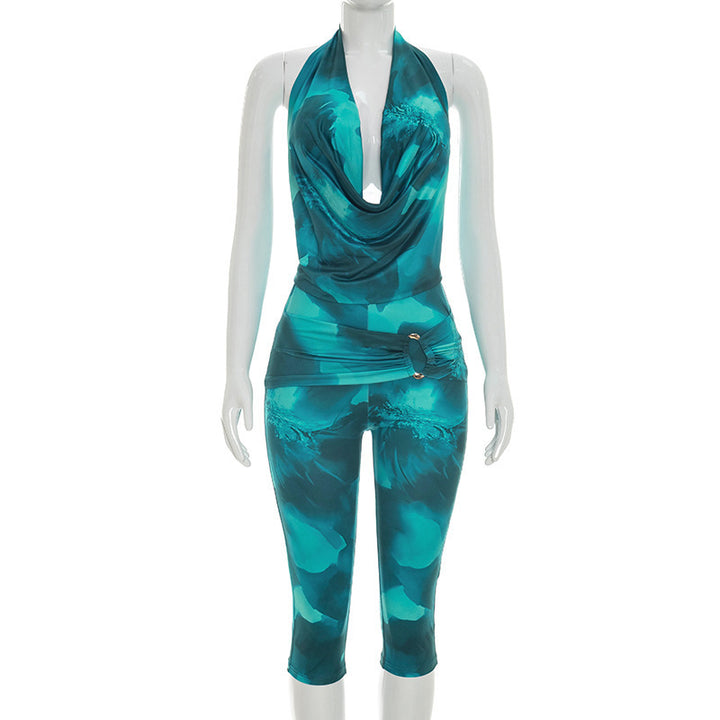 Damen Eleganter Jumpsuit mit tiefem V-Ausschnitt und figurbetontem Schnitt Drune