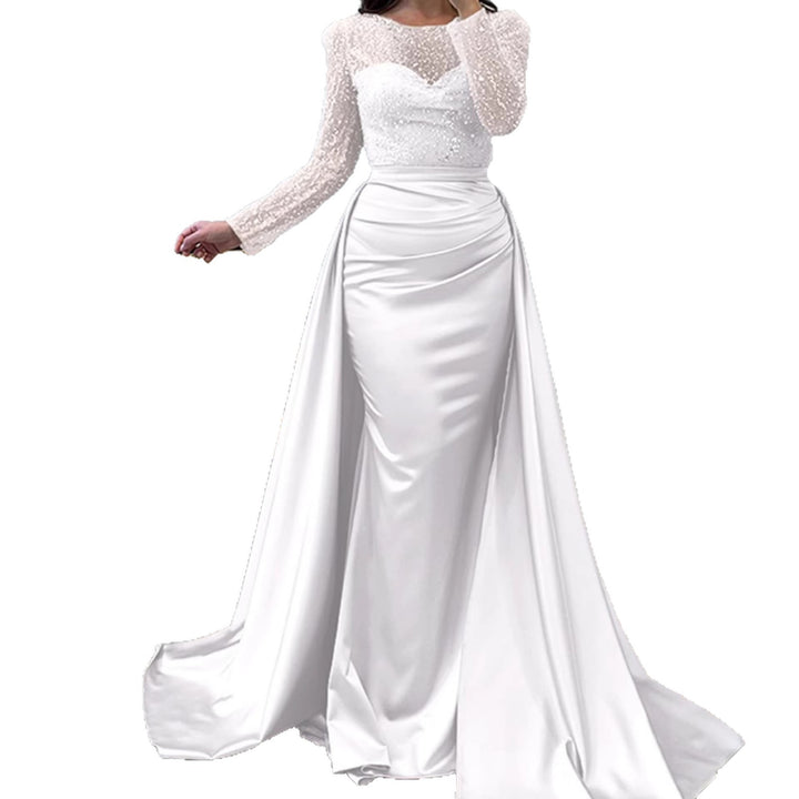 Damen Abendkleid mit funkelndem Paillettenoberteil und elegantem Satinrock Drune