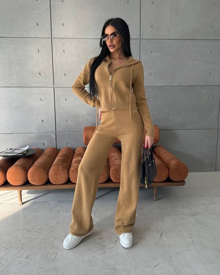 Damen Bequemer Fleece-Jumpsuit mit praktischer Kapuze und Reißverschluss Drune