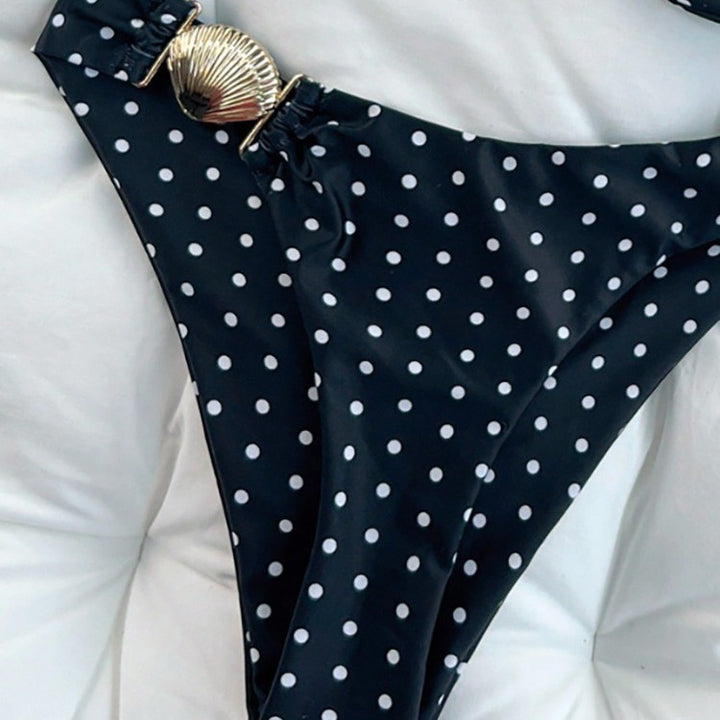 Damen Polka Dot Bikini mit dekorativen Muschel-Details Drune