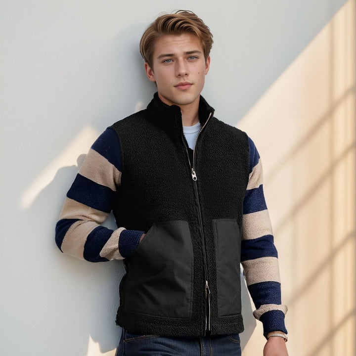 Herren kuschelige Fleecejacke mit hohem Kragen Drune