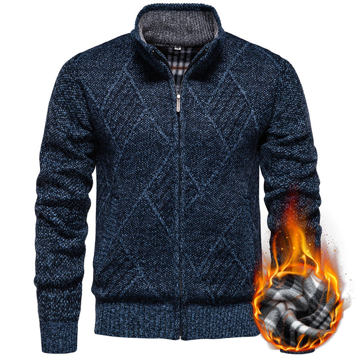 Herren modischer Strickjacke mit Stehkragen und einzigartigem Zopfdesign Drune