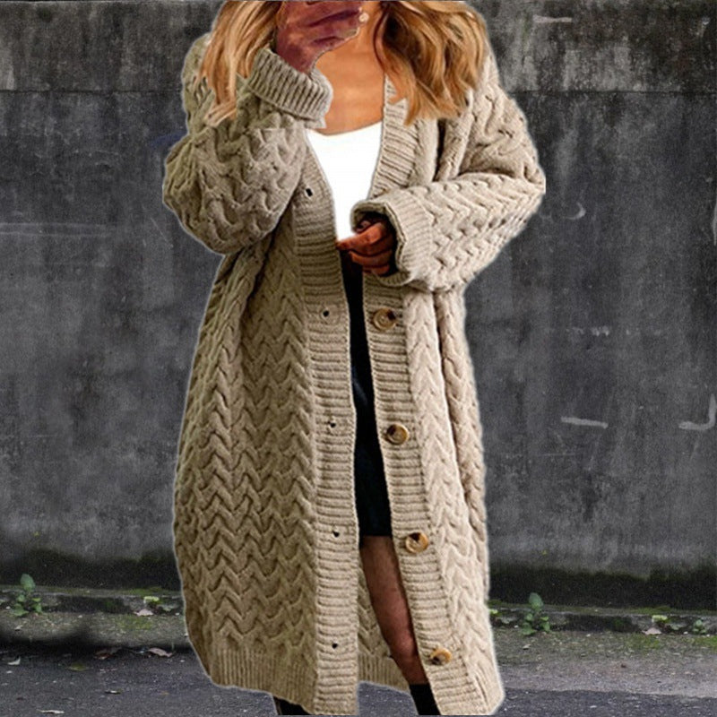 Damen Grobstrick Cardigan mit Knopfdetails und strukturiertem Muster Drune