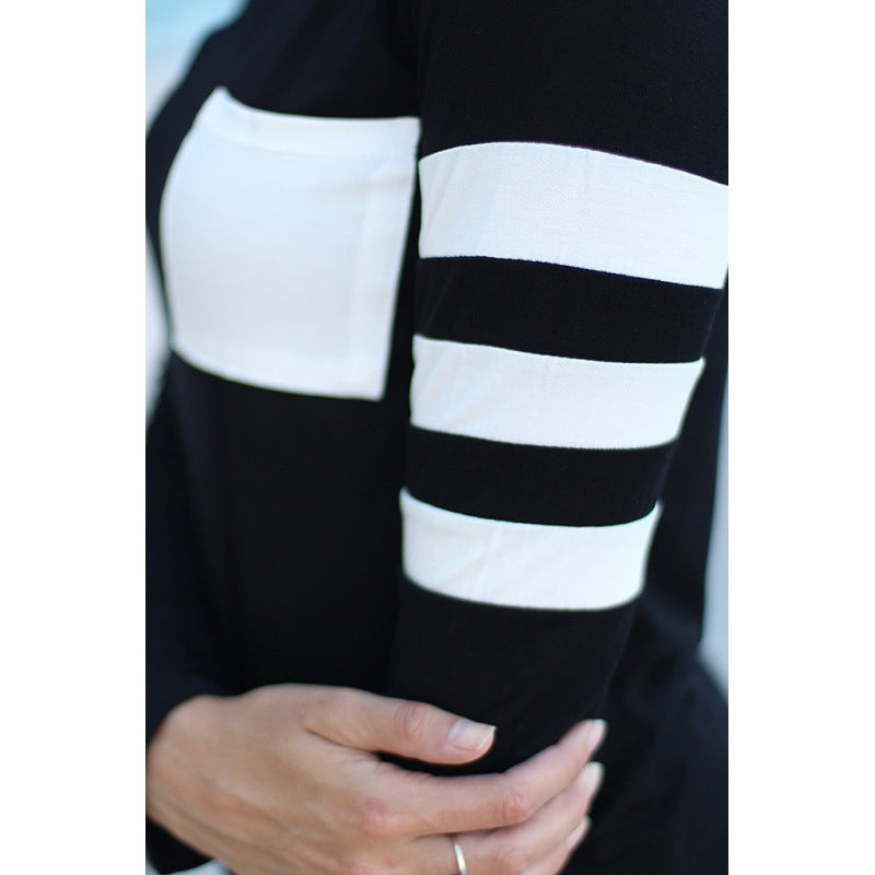 Damen Langarmshirt mit seitlichen Kontraststreifen und abgestepptem Brusttaschen Drune