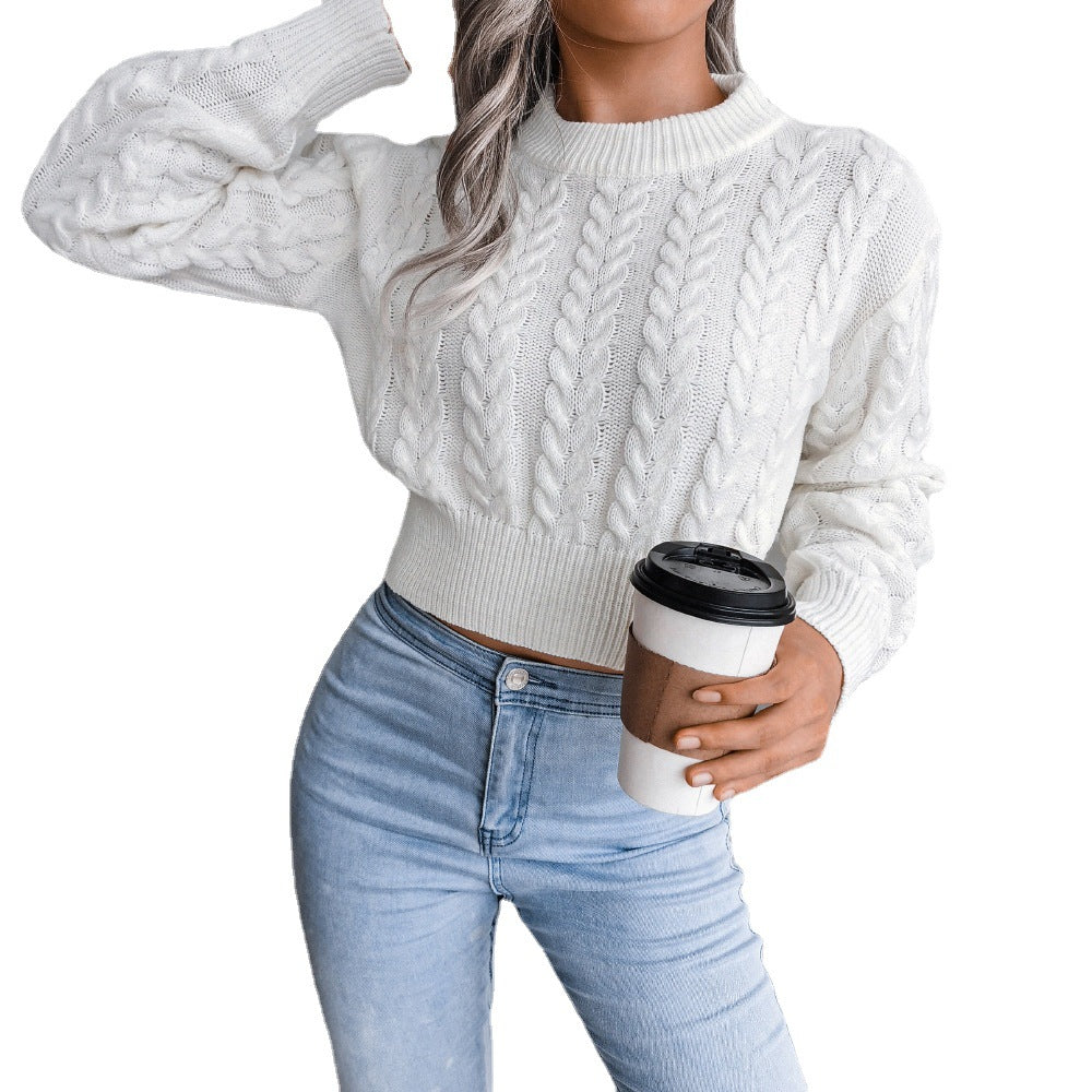 Damen kuscheliger Strickpullover mit detaillierter Zopfmusterung und tailliertem Schnitt Drune
