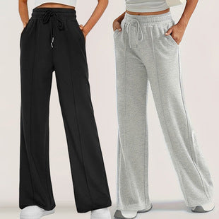 Damen lockere Sweatpants mit seitlichen Taschen und elastischem Bund Drune