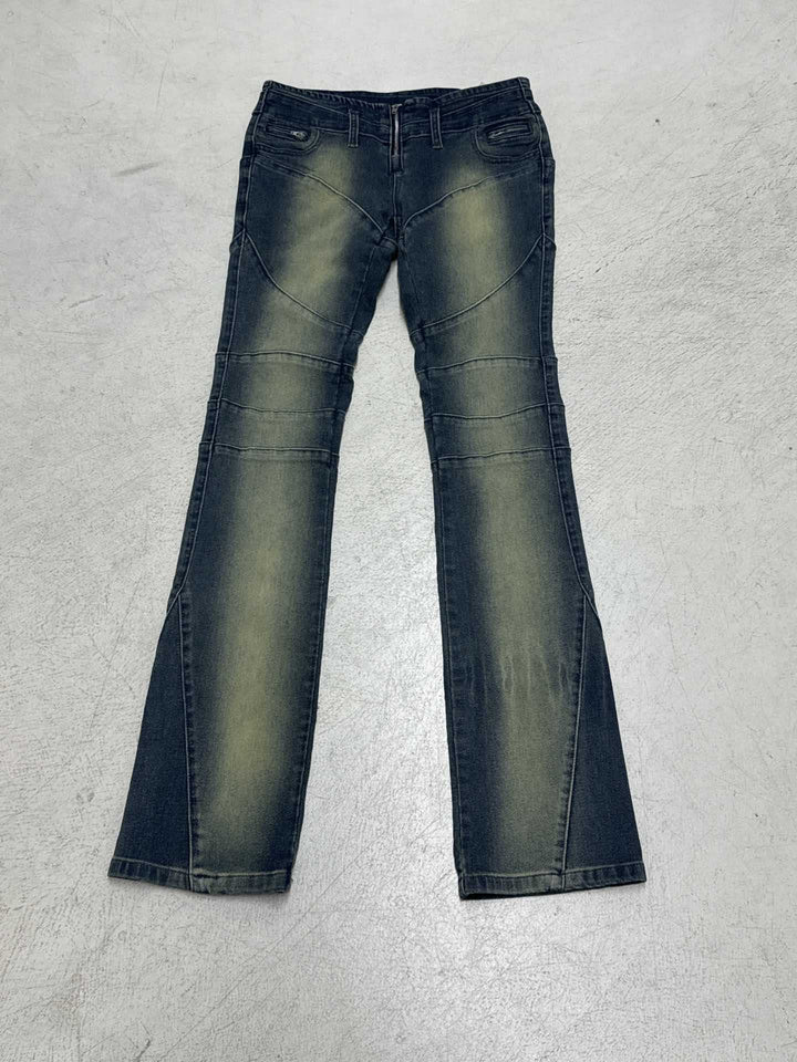 Damen Bootcut Jeans mit modischen Nähten und komfortablem elastischen Bund Drune