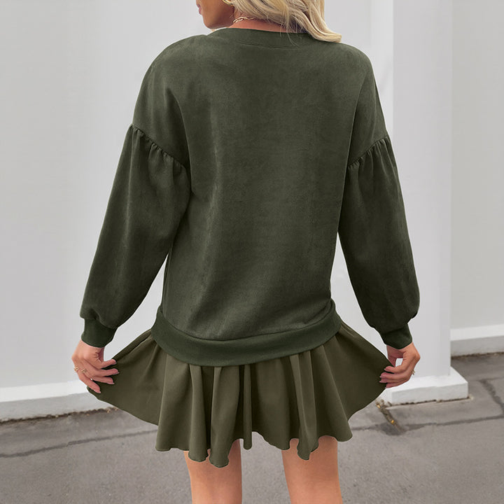 Damen Sportsweatshirt mit Knopfleiste und Rüschensaum Drune