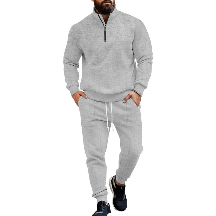 Herren nan Strukturiertes Halbzip-Sweatset mit Waffelstrick und konischer Jogginghose Drune