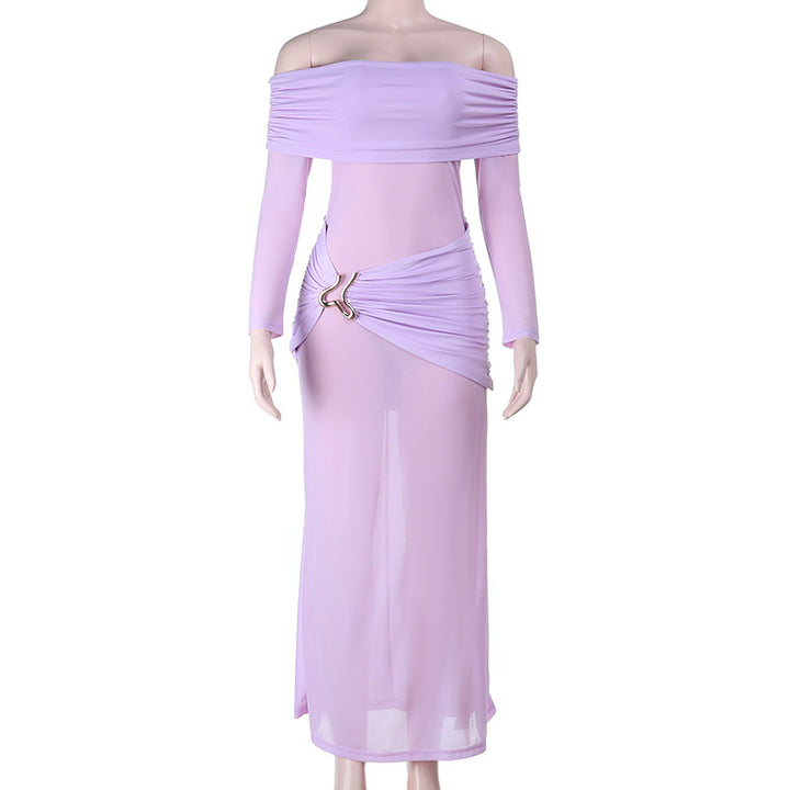 Damen elegantes schulterfreies Maxikleid mit raffinierten Drapierungsdetails Drune