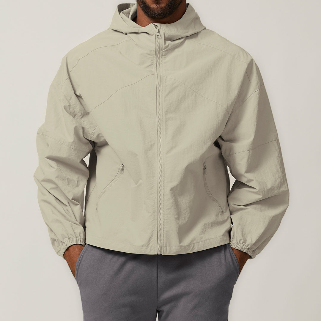 Herren Leichte Windjacke mit regulierbarem Kragen und seitlichen Reißverschlusstaschen Drune