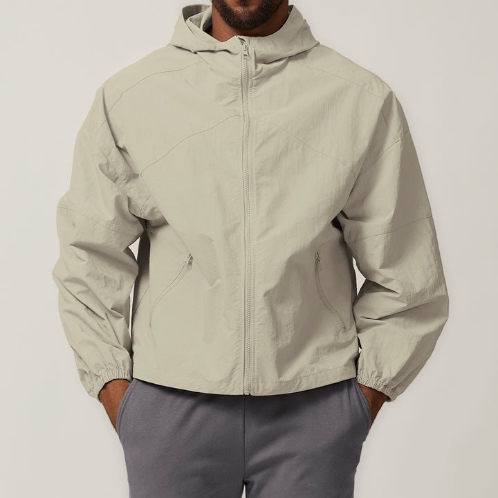 Herren Leichte Windjacke mit regulierbarem Kragen und seitlichen Reißverschlusstaschen Drune