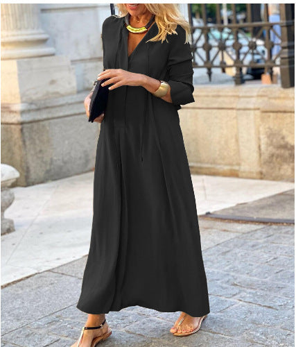 Damen Luftiges Maxikleid mit eleganter Knopfdetail Drune