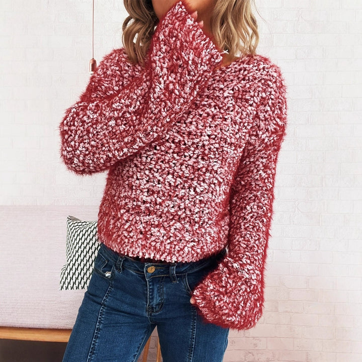 Damen kuscheliger Strickpullover mit strukturierter Oberfläche und weiten Ärmeln Drune
