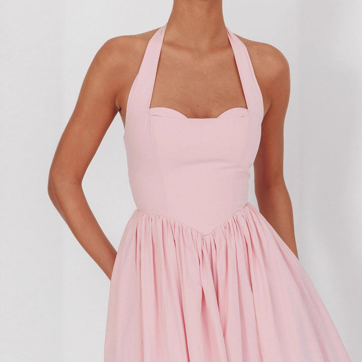 Damen Elegantem Halterneck Maxi-Kleid Drune