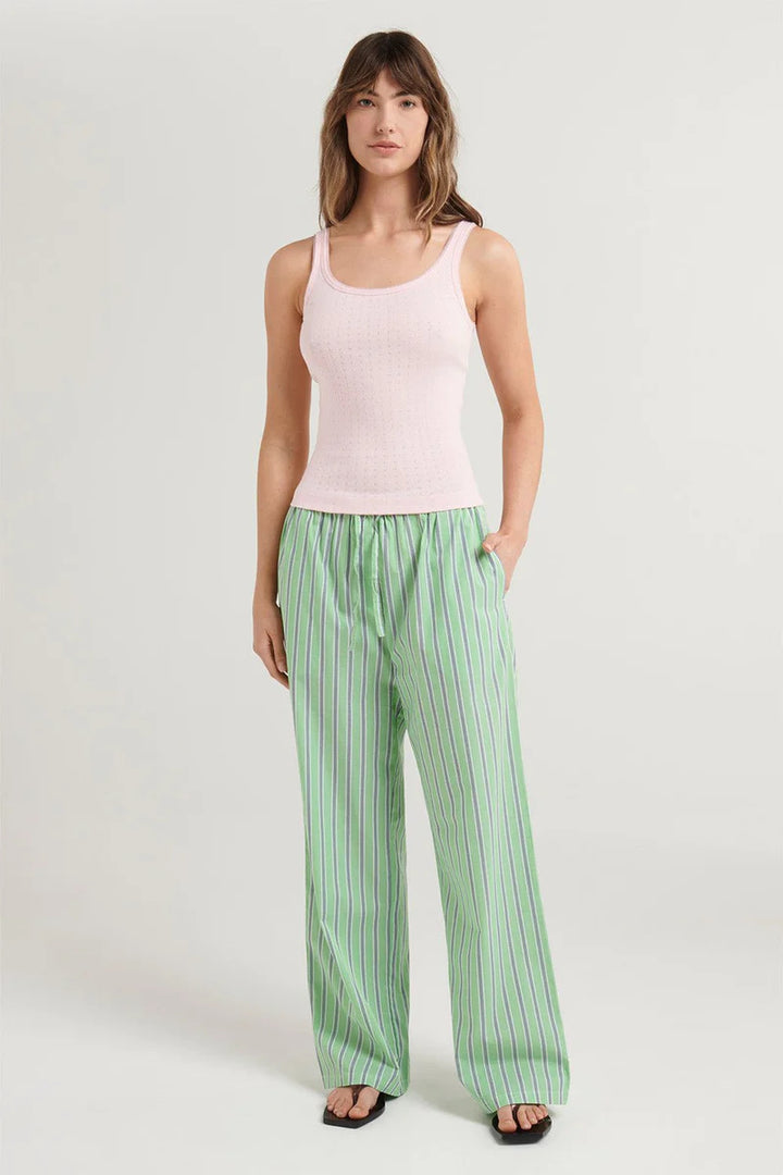 Damen lässige bequeme Schlafhose aus leichtem Baumwollstoff mit eleganten Streifen Drune