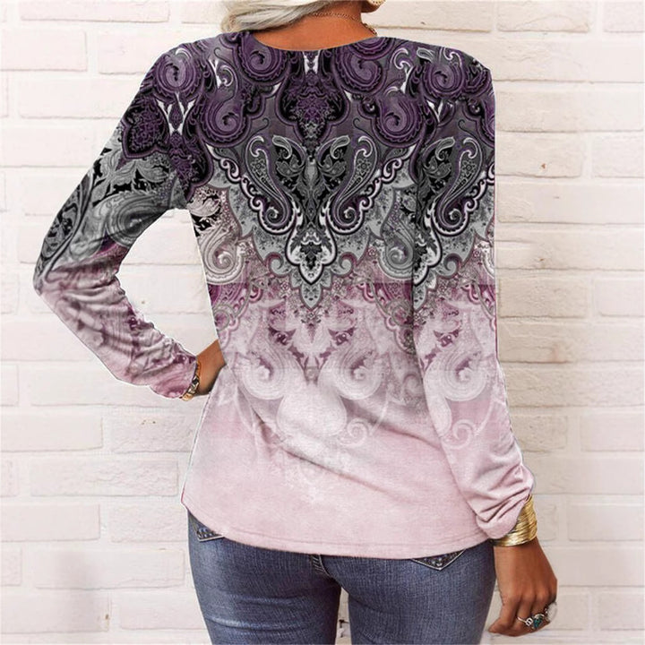 Damen langärmliges Casual-Shirt mit verspieltem Muster Drune
