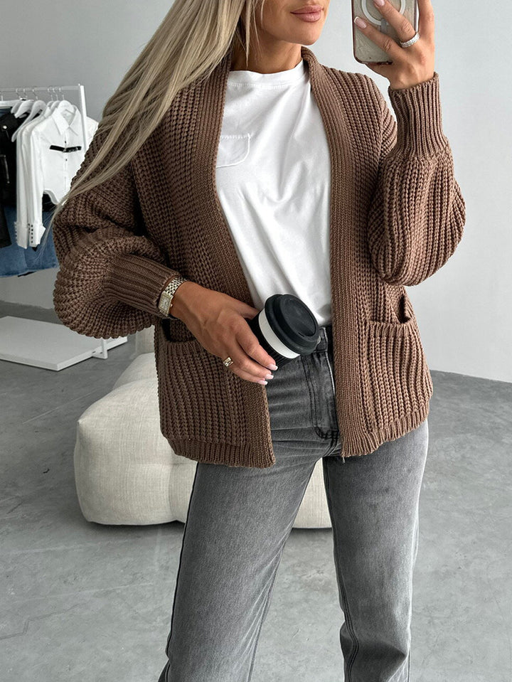 Damen Strickjacke mit strukturierter Oberfläche und voluminösen Ärmeln Drune
