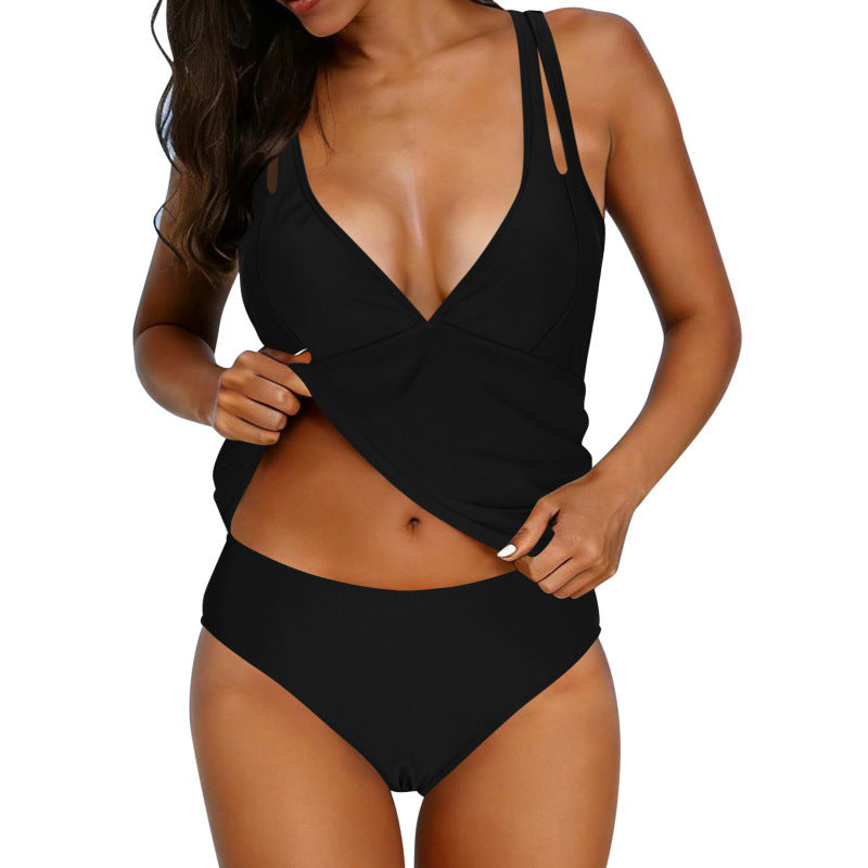 Damen Tankini-Set mit verstellbaren Trägern und raffiniertem V-Ausschnitt Drune
