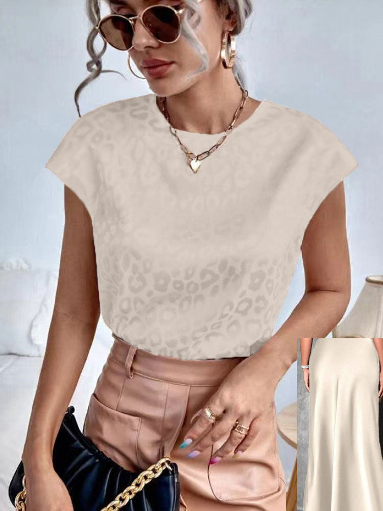 Damen Elegantes Tiermuster Oberteil Drune