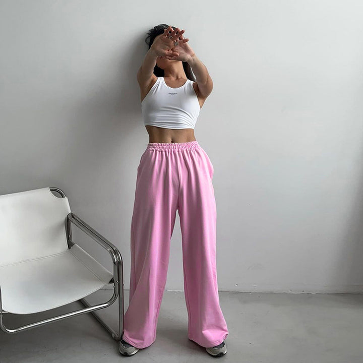 Damen bequeme Freizeithose mit elastischem Bund und weitem Schnitt Drune
