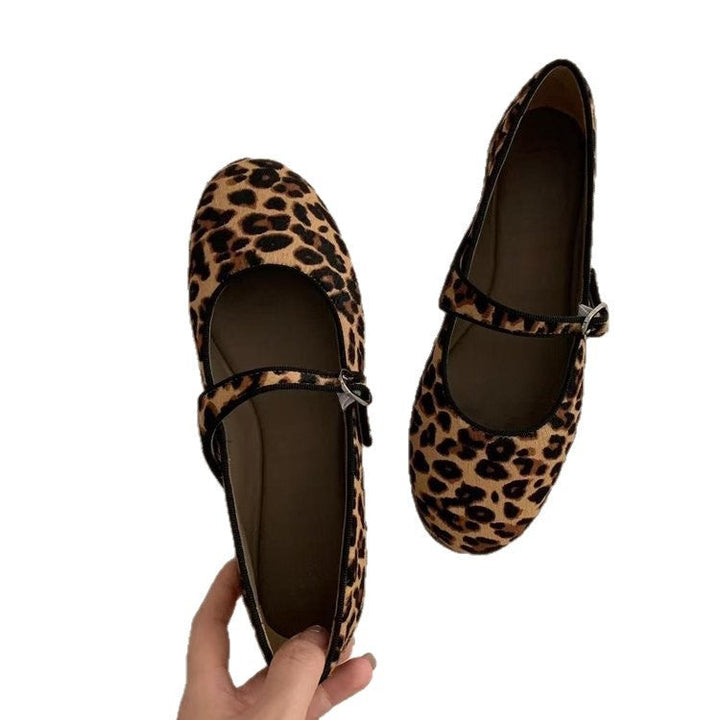 Damen Ballerinas mit modischem Leopardenmuster und praktischem Riemchen Drune