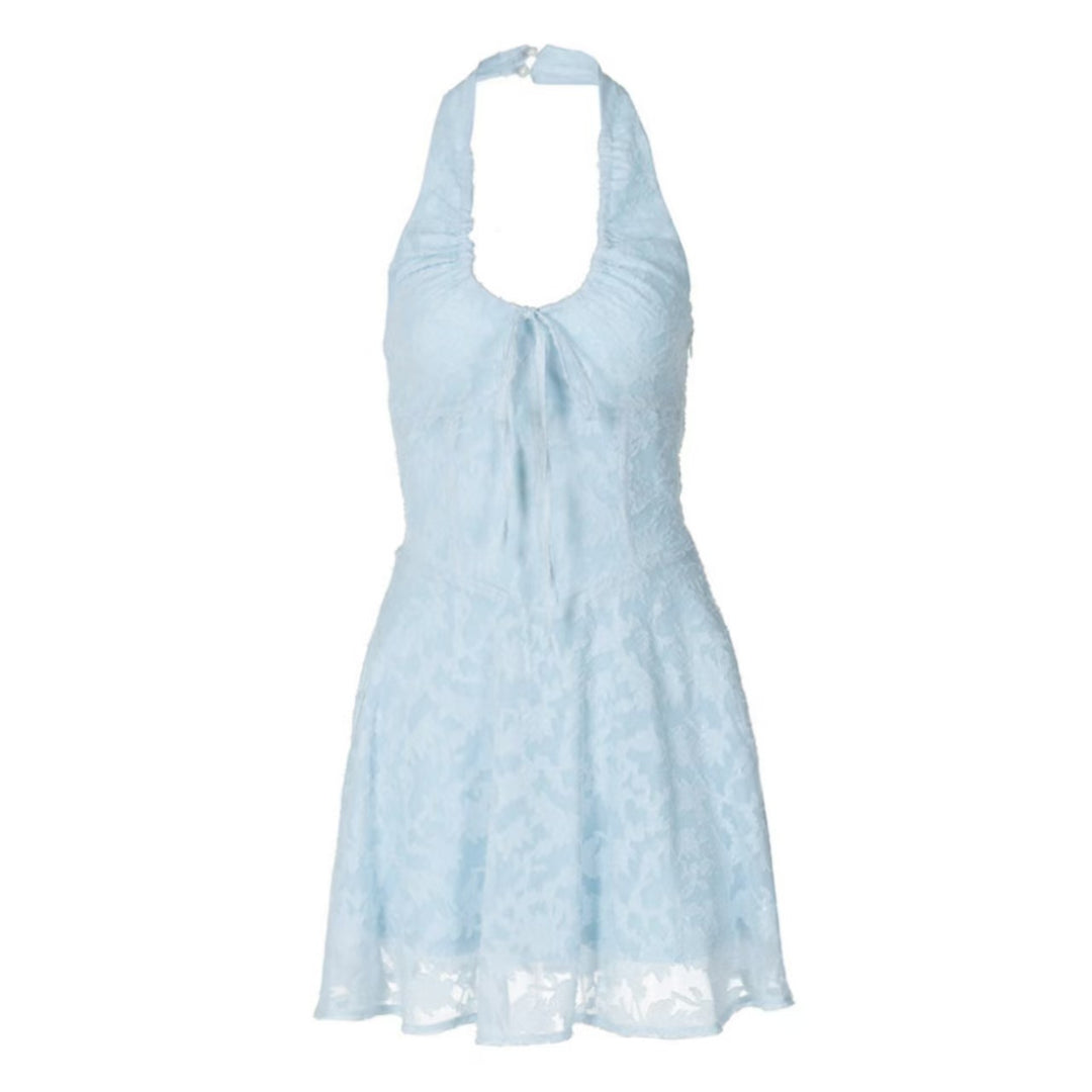 Damen Verspielt romantisches Boho-Kleid mit Spitze und halbem Hals Drune