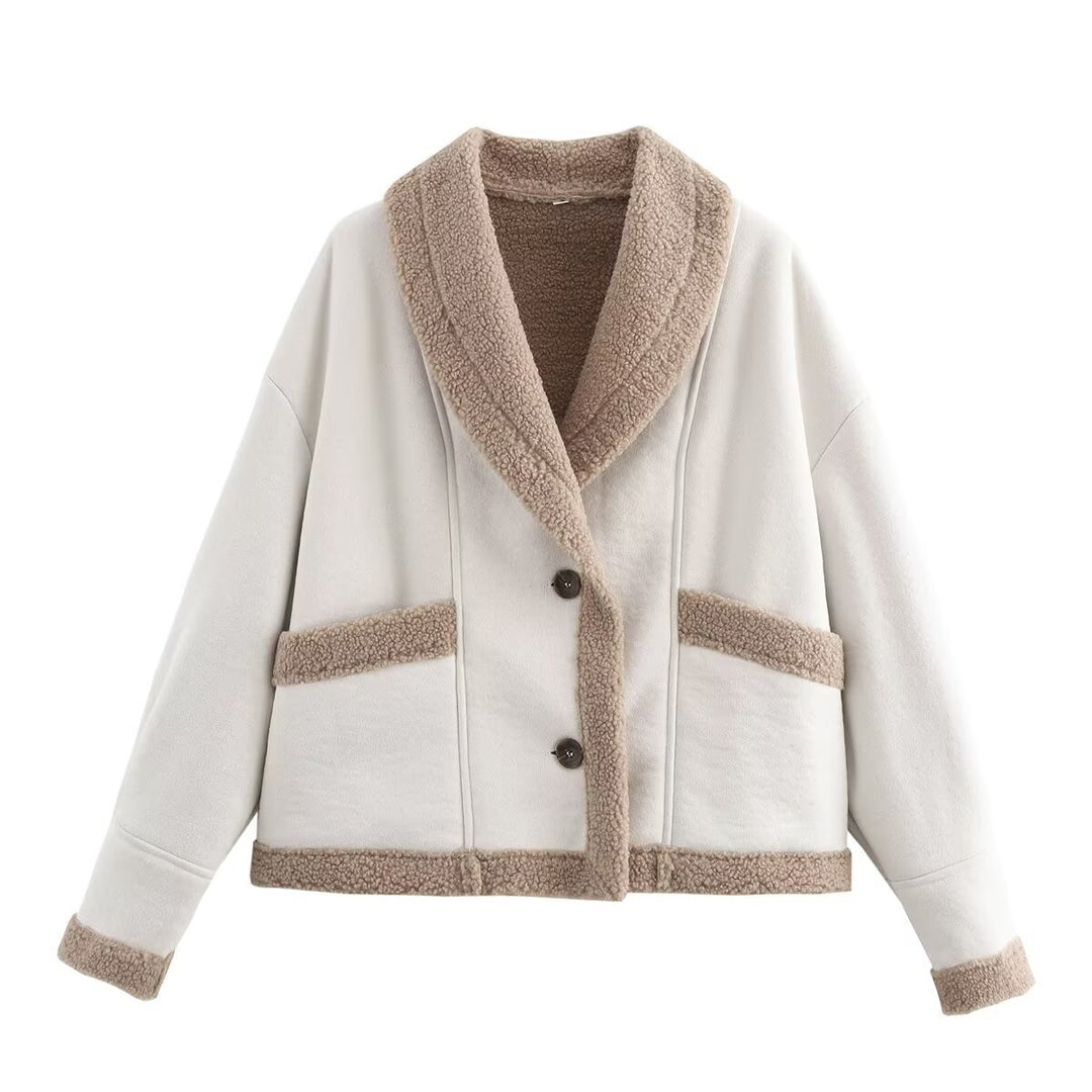 Damen Lässig geschnittene Stylische Jacket mit wärmendem Teddyfutter Drune