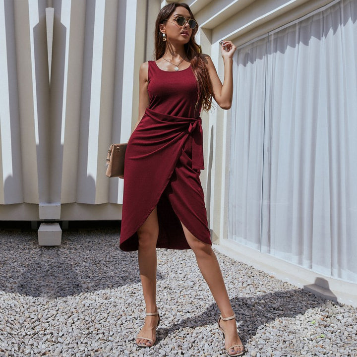 Damen Wickelkleid mit elegantem Schnitt und modischem Bindegürtel Drune