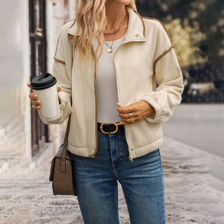 Damen Fleecejacke mit hohem Kragen und praktischen Taschen Drune