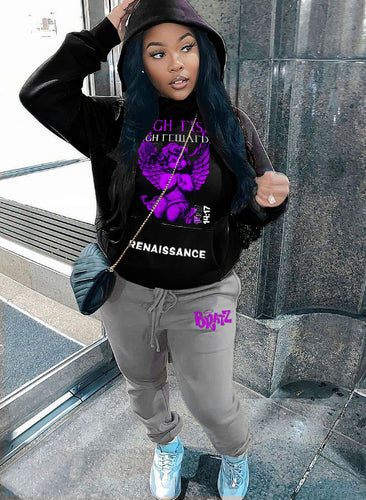 Damen Kapuzenpullover und Jogginghose Set mit einzigartigem Grafikdruck Drune
