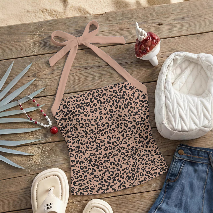 Damen Neckholder Top mit verspieltem Leopardenmuster Drune
