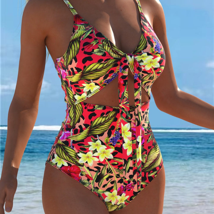 Damen Einteiler Badeanzug mit verführerischem Wickeldetail und floralem Design Drune
