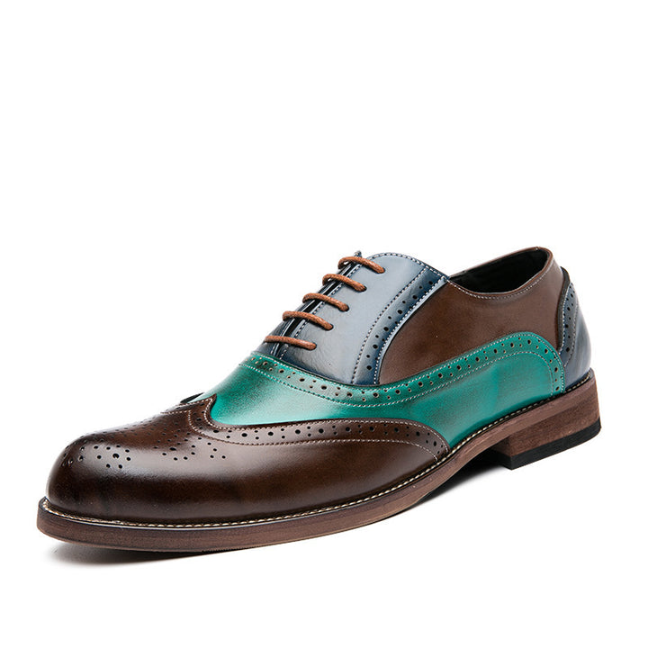 Herren handgefertigte Brogue-Lederschuhe mit mehrfarbiger Patina und perforierten Details Drune