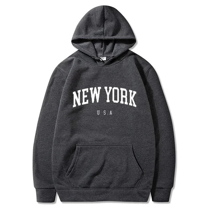 Damen Kapuzenpullover mit modischem New York Print und bequemer Passform Drune
