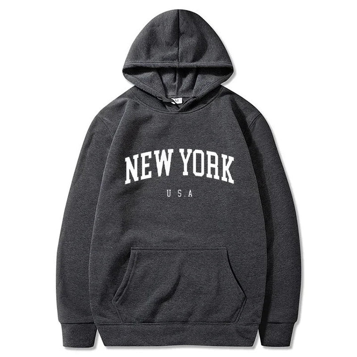 Damen Kapuzenpullover mit modischem New York Print und bequemer Passform Drune