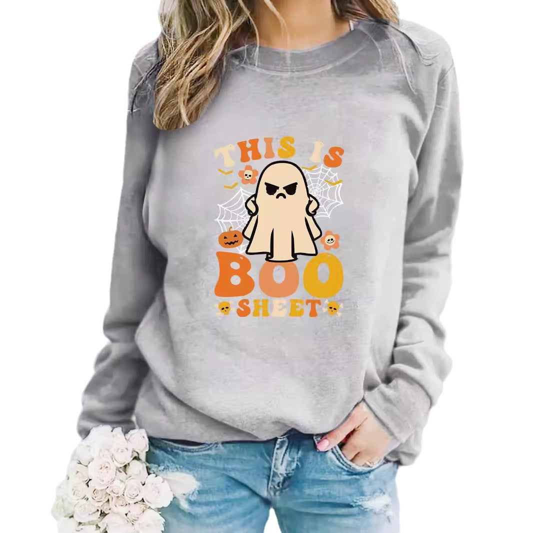 Damen Sweatshirt mit herbstlichem Geist-Print und lässigem Schnitt Drune