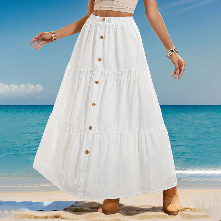 Damen Midirock mit Knopfdetails und schwingendem Design Drune
