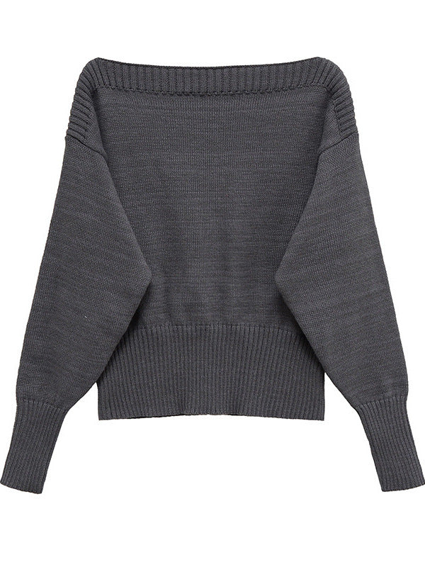 Damen lässiger Oversize-Pullover aus weichem Strickmaterial Drune