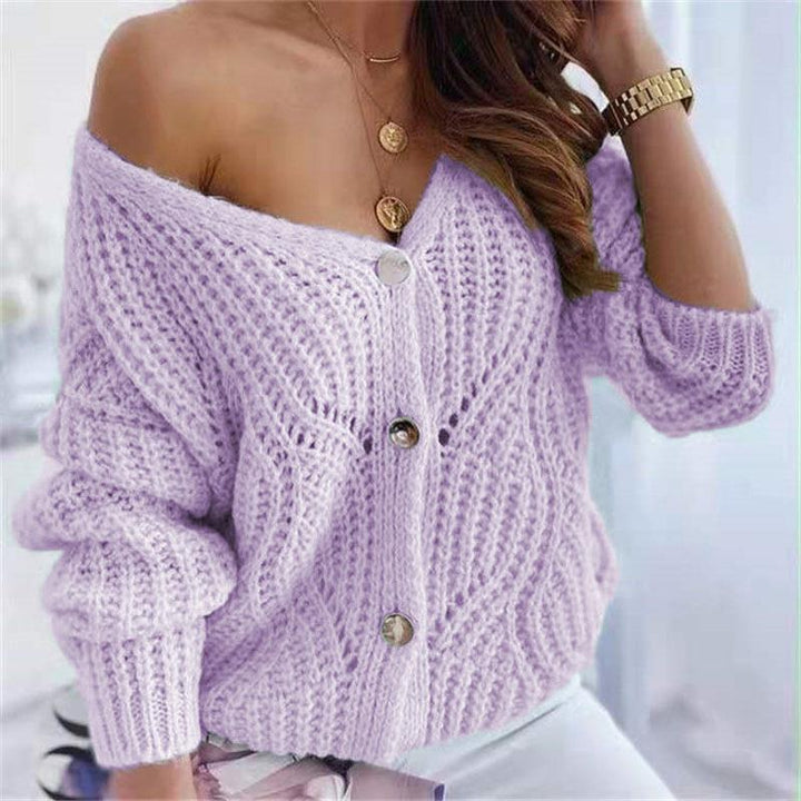Damen Grobstrick-Cardigan mit vorteilhaftem offenen Design und dekorativen Knopfdetails Drune