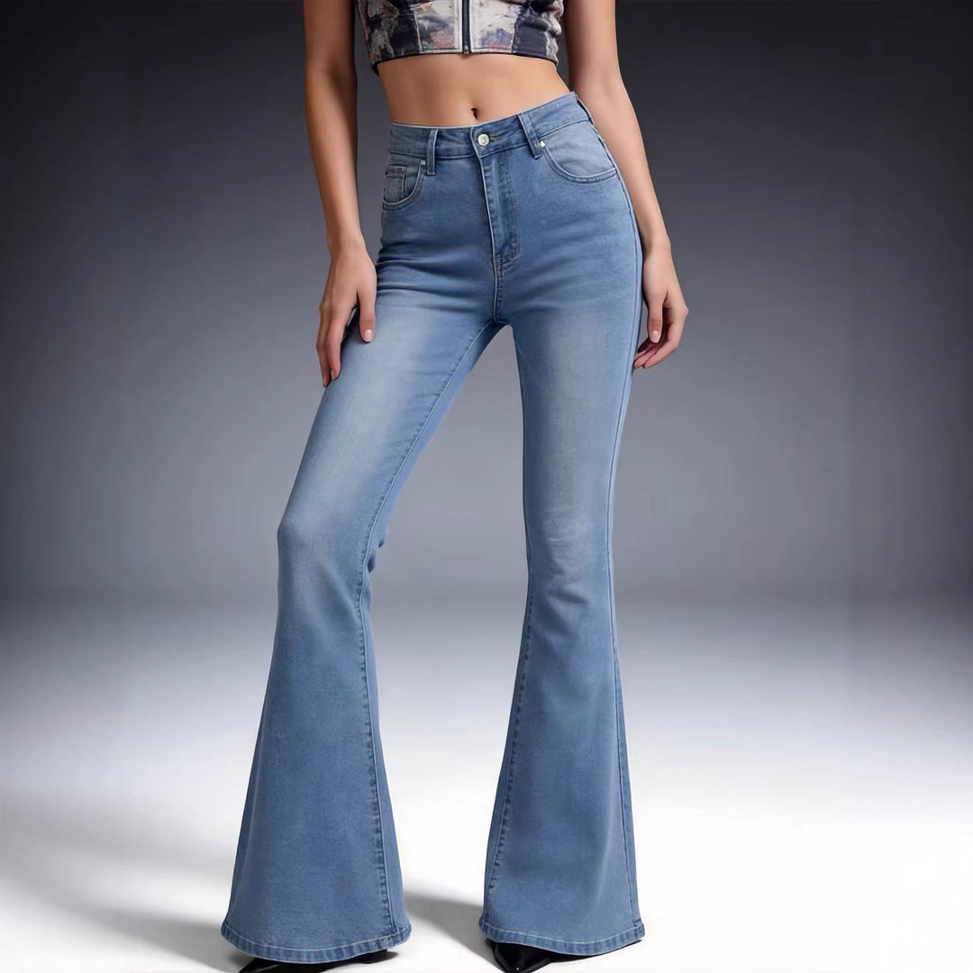Damen Bootcut Jeans mit hohem Bund und trendiger Waschung Drune