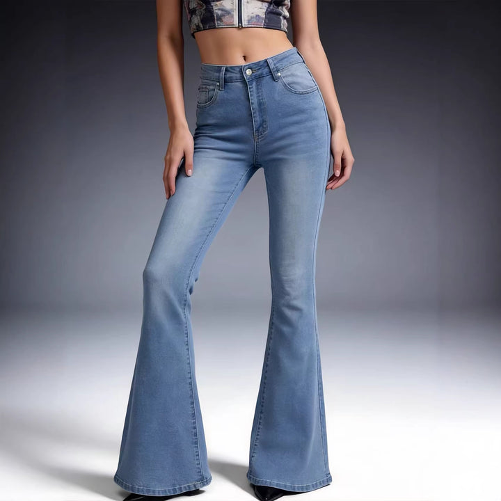 Damen Bootcut Jeans mit hohem Bund und trendiger Waschung Drune