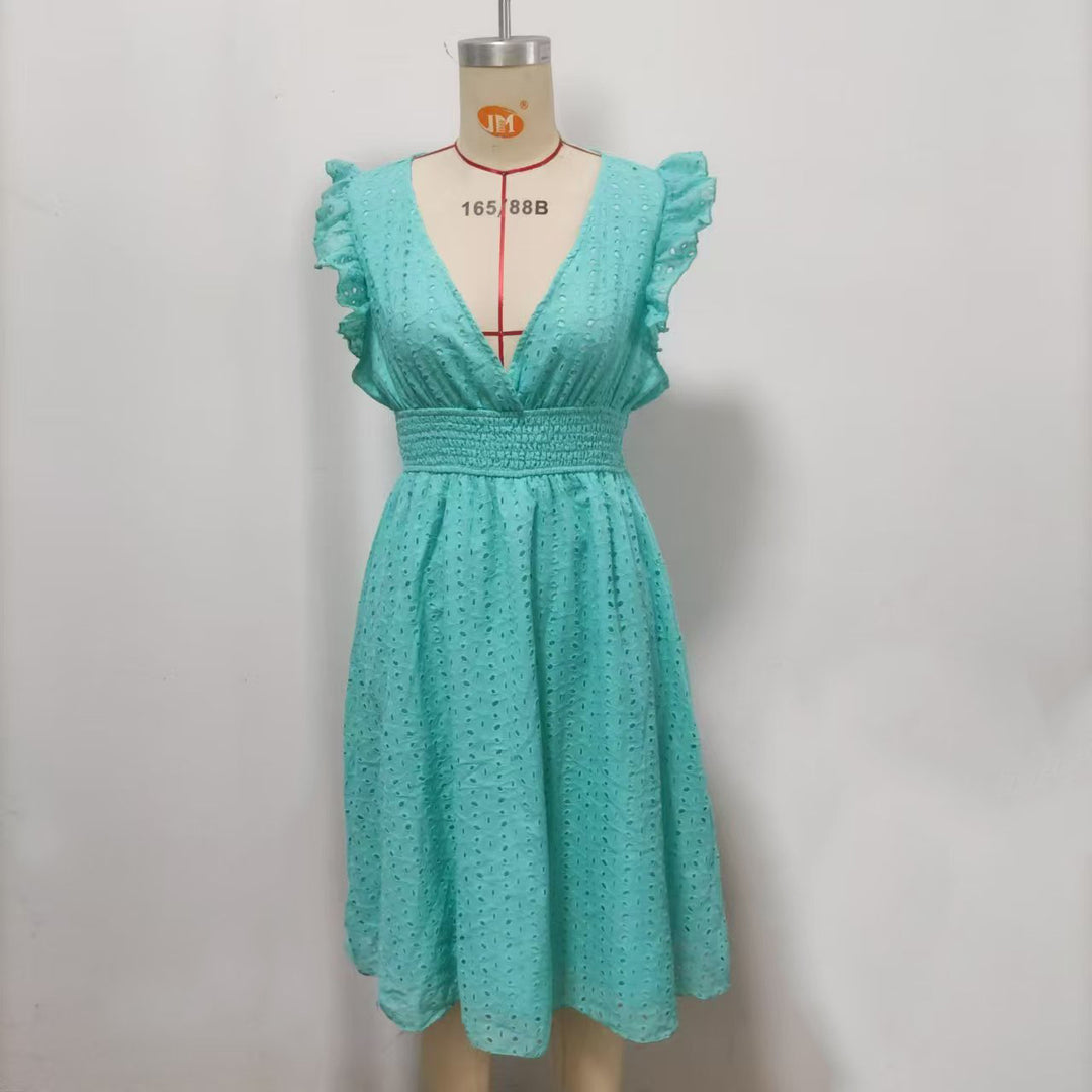 Damen A-Linien Kleid mit Spitzenmuster Drune