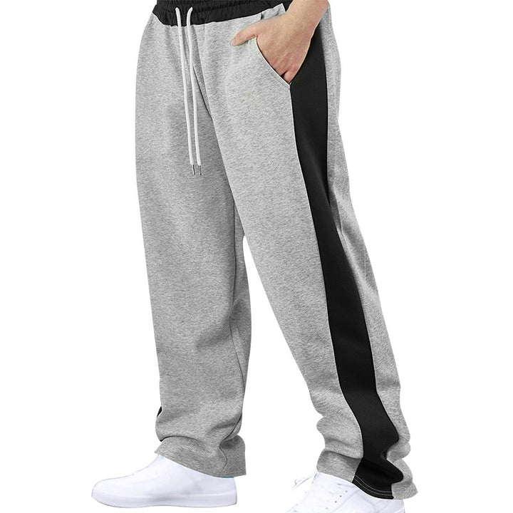 Herren nan lockere Jogginghose mit seitlichem Kontraststreifen, elastischem Kordelzugbund und geradem Bein Drune