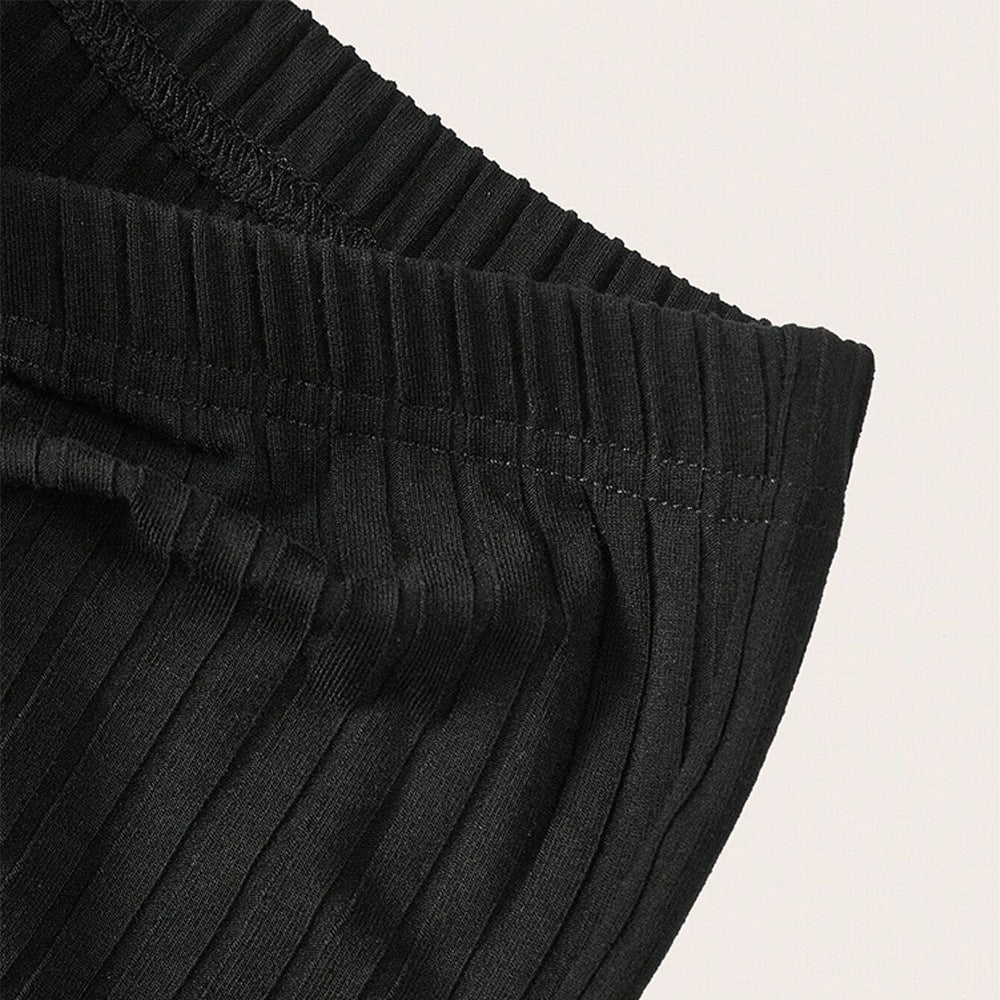 Damen Ripp-Panel-Hose mit hohem Bund und seitlichem Kordelzug Drune
